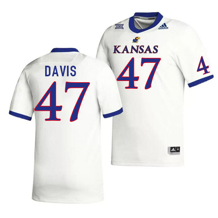 Men #47 Jacoby Davis Kansas Jayhawks College Football Jerseys Stitched Sale-White